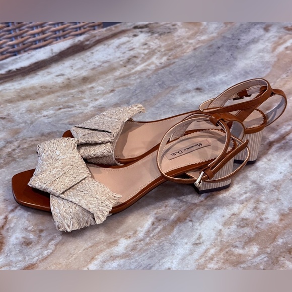 Women’s Massimo Dutti raffia brown leather heeled sandals- Size 37 - Picture 5 of 9
